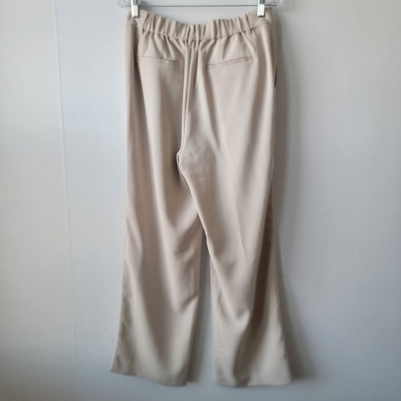 Quince Women Stretch Crepe Pleated Wide Leg Pants Sand 12 - Picture 2 of 8